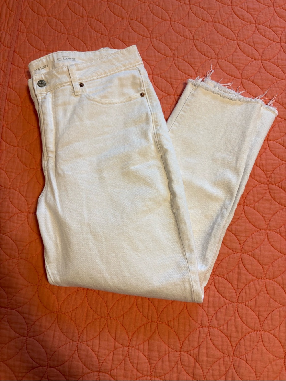 Old Navy White High-Rise Frayed Hem Women's Jeans Size 14